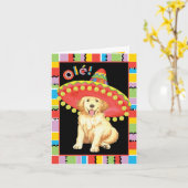 Het Golden retriever van de fiesta Kaart (Gele Bloem)