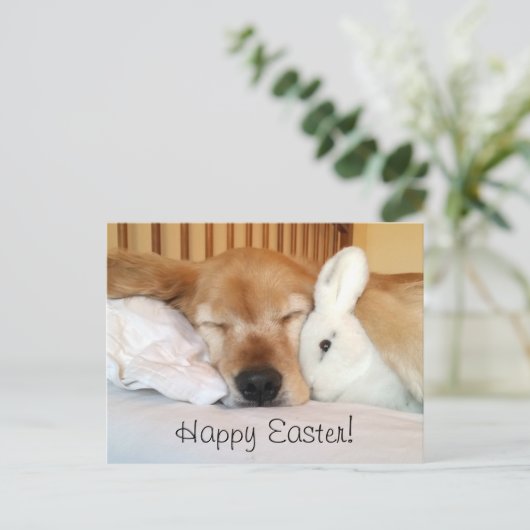 Het Golden retriever van de slaap met Wit Feestdagenkaart (Staand voorkant)