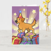 Het Golden retriever van de verjaardag Kaart (Gele Bloem)