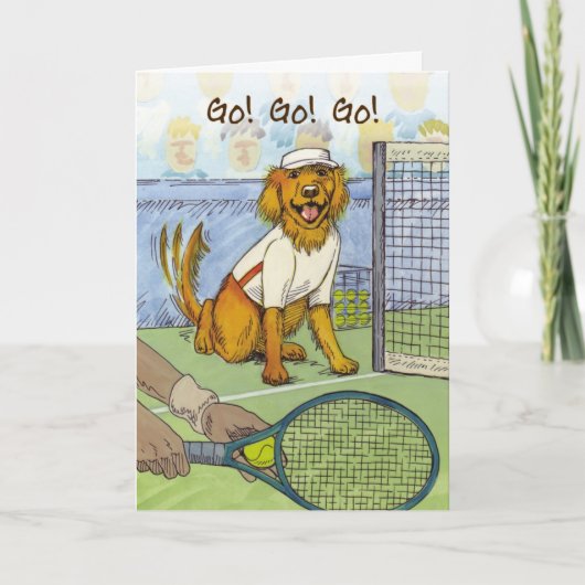 Het Golden retriever van het tennis - Nieuwe Baan Kaart (Voorkant)
