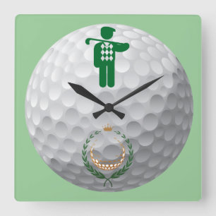 Het golfing van het golf om muurklok vierkante klok