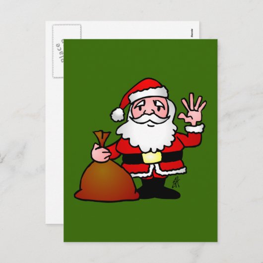 Het golven van de Kerstman Feestdagenkaart (Voorkant / Achterkant)