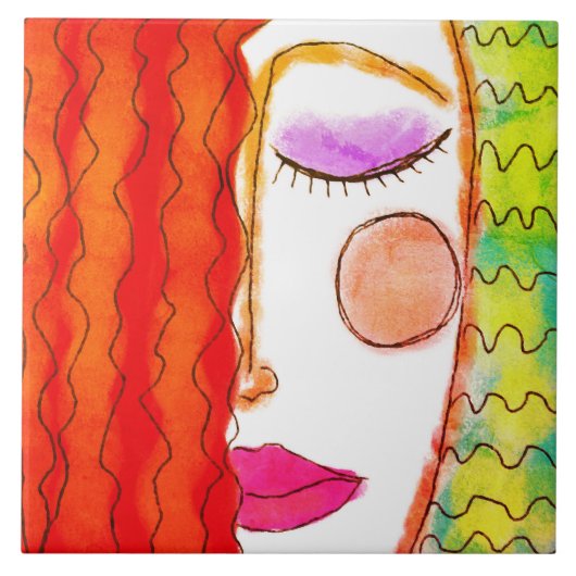 Het golvende Rode Abstracte Digitale Schilderen va Tegeltje (Voorkant)