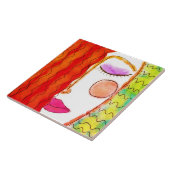 Het golvende Rode Abstracte Digitale Schilderen va Tegeltje (Zijkant)