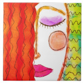 Het golvende Rode Abstracte Digitale Schilderen va Tegeltje (Voorkant)