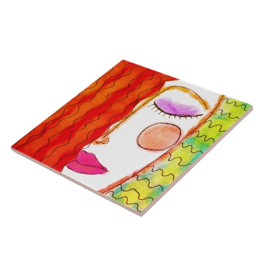 Het golvende Rode Abstracte Digitale Schilderen va Tegeltje (Zijkant)