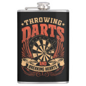 Het gooien van darts en het breken van harten Flas Heupfles (Voorkant)