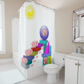 Het gordijn voor de douche van varkenskinderen (In situ)