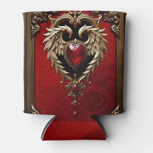 Het gotische hart van vuur en goud. blikjeskoeler (Voorkant)