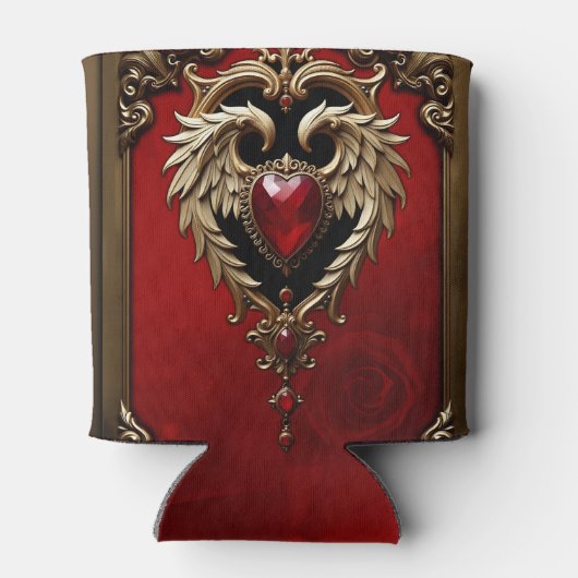 Het gotische hart van vuur en goud. blikjeskoeler (Achterkant)