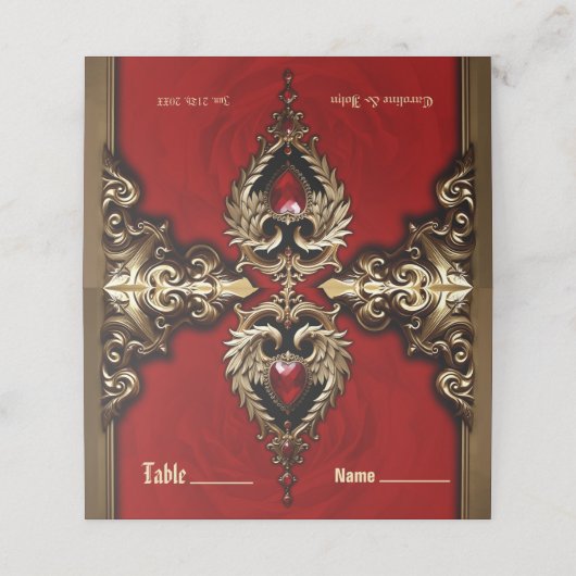 Het gotische hart van vuur en goud plaatskaartje (Buitenkant ongevouwen)