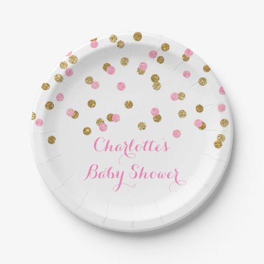 Het goud bloost het Roze Bord van het Baby shower (Voorkant)