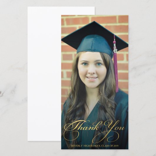 Het goud dankt u de Foto van de Afstuderen van de Bedankkaart (Voorkant / Achterkant)