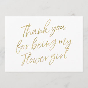 Het goud "dankt u voor het zijn mijn bloemmeisje " bedankkaart
