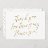 Het goud "dankt u voor het zijn mijn bloemmeisje " bedankkaart (Voorkant / Achterkant)