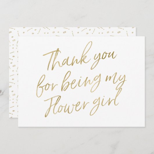 Het goud "dankt u voor het zijn mijn bloemmeisje " bedankkaart (Voorkant / Achterkant)