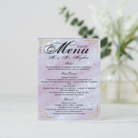 Het goud nam het Menu van het Diner van het (Staand voorkant)