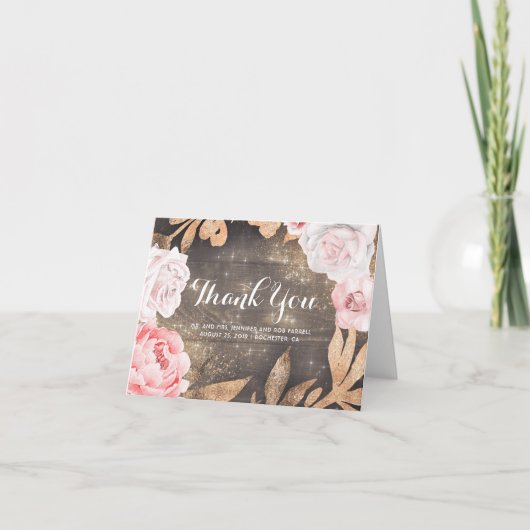 Het goud schittert en doorboort het Huwelijk van Bedankkaart (Voorkant)