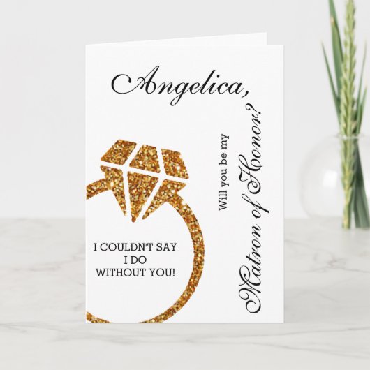 Het goud schittert u zal zijn Mijn Matron van Eer (Voorkant)