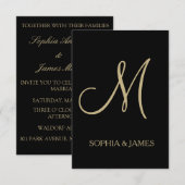 Het goud van de Uitnodiging van het huwelijk zwart (Voorkant / Achterkant)