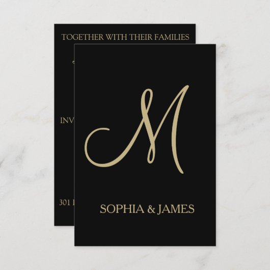 Het goud van de Uitnodiging van het huwelijk zwart (Voorkant / Achterkant)