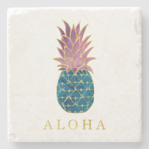 Het Goud van Faux met Blauwe en Paarse Ananas Stenen Onderzetter
