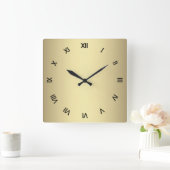 Het Goud van het metaal kijkt met Zwarte Cijfers Vierkante Klok (Huis)