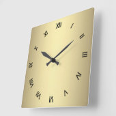 Het Goud van het metaal kijkt met Zwarte Cijfers Vierkante Klok (Hoek)