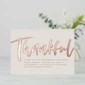 Het goud van het moderne roos dankzij het dankbare folie uitnodiging (Staand Voorkant)