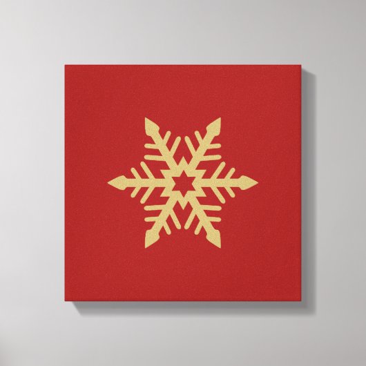 Het Goud van het Ontwerp van de sneeuwvlok op Rood Canvas Afdruk (Voorkant)