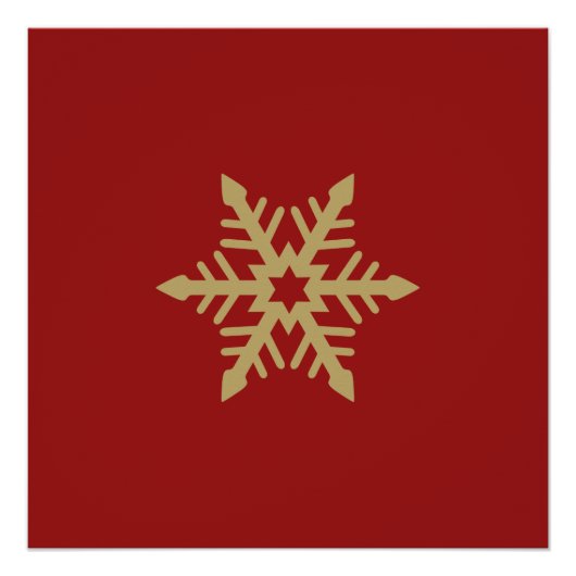 Het Goud van het Ontwerp van de sneeuwvlok op Rood Poster (Voorkant)