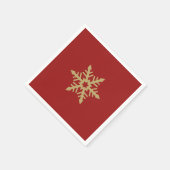 Het Goud van het Ontwerp van de sneeuwvlok op Rood Servet (Hoek)