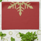 Het Goud van het Ontwerp van de sneeuwvlok op Rood Theedoek (Gevouwen)