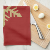 Het Goud van het Ontwerp van de sneeuwvlok op Rood Theedoek (Quarter Fold)