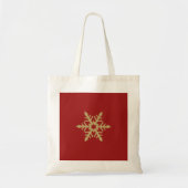 Het Goud van het Ontwerp van de sneeuwvlok op Rood Tote Bag (Voorkant)