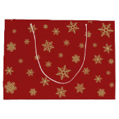 Het Goud van het Ontwerp van sneeuwvlokken op Rood Groot Cadeauzakje (Achterkant)