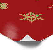 Het Goud van het Ontwerp van sneeuwvlokken op Rood Perfect Poster (Hoek)