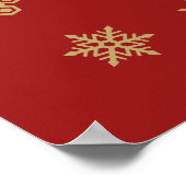 Het Goud van het Ontwerp van sneeuwvlokken op Rood Poster (Hoek)