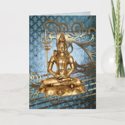 Het goud van Shiva, blauw, damastWenskaart Kaart (Voorkant)