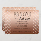 Het gouden baby shower van Quatrefoil van het Kaart (Voorkant / Achterkant)