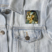 Het gouden begrafenismasker van Tutankhamun Vierkante Button 5,1 Cm (In situ)