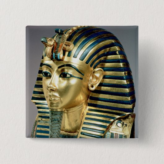 Het gouden begrafenismasker van Tutankhamun Vierkante Button 5,1 Cm (Voorkant)