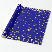 Het gouden Blauw van de Confettien van de Folie Cadeaupapier (Uitgerold)