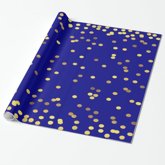 Het gouden Blauw van de Confettien van de Folie Cadeaupapier (Uitgerold)