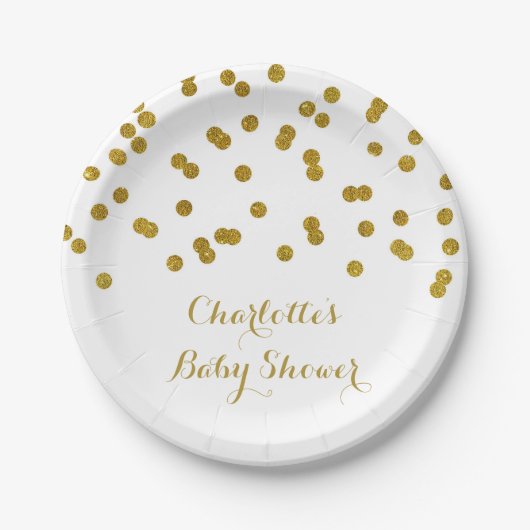 Het gouden Bord van het Baby shower van Confettien (Voorkant)