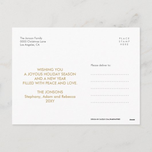 Het gouden Briefkaart van Kerstmis van de Foto van (Achterkant)