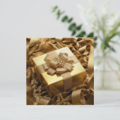 Het gouden cadeau save the date (Staand voorkant)