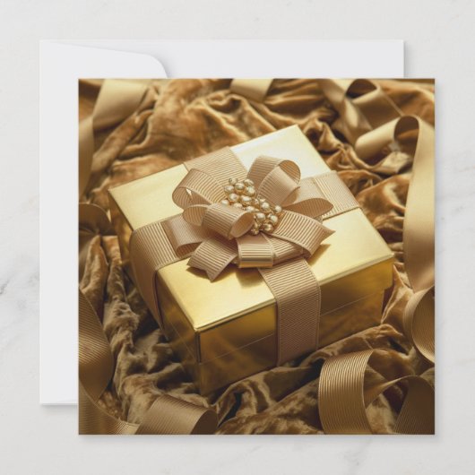 Het gouden cadeau save the date (Voorkant)
