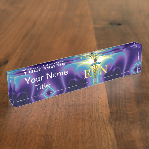 Het GOUDEN CADUCEUS Blauw van /Purple van het Naambordje