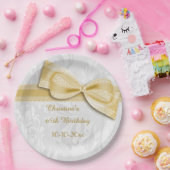 het Gouden Damast van de 65ste Verjaardag en Boog Papieren Bordje (Feest)